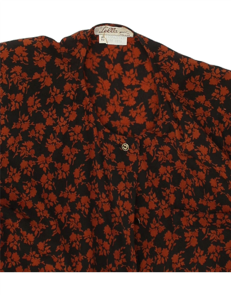 VINTAGE Womens Shirt Blouse IT 42 Medium Brown Floral Acetate | Vintage Vintage | Thrift | Second-Hand Vintage | Used Clothing | Messina Hembry 