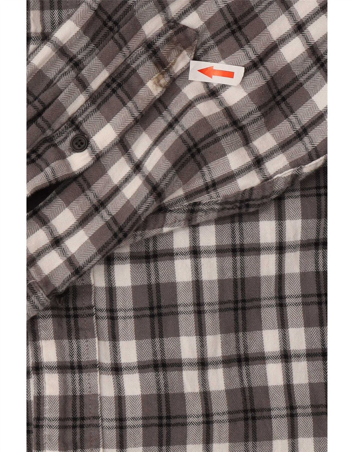 Chaps Mens Flannel Shirt XL Grey Check Cotton