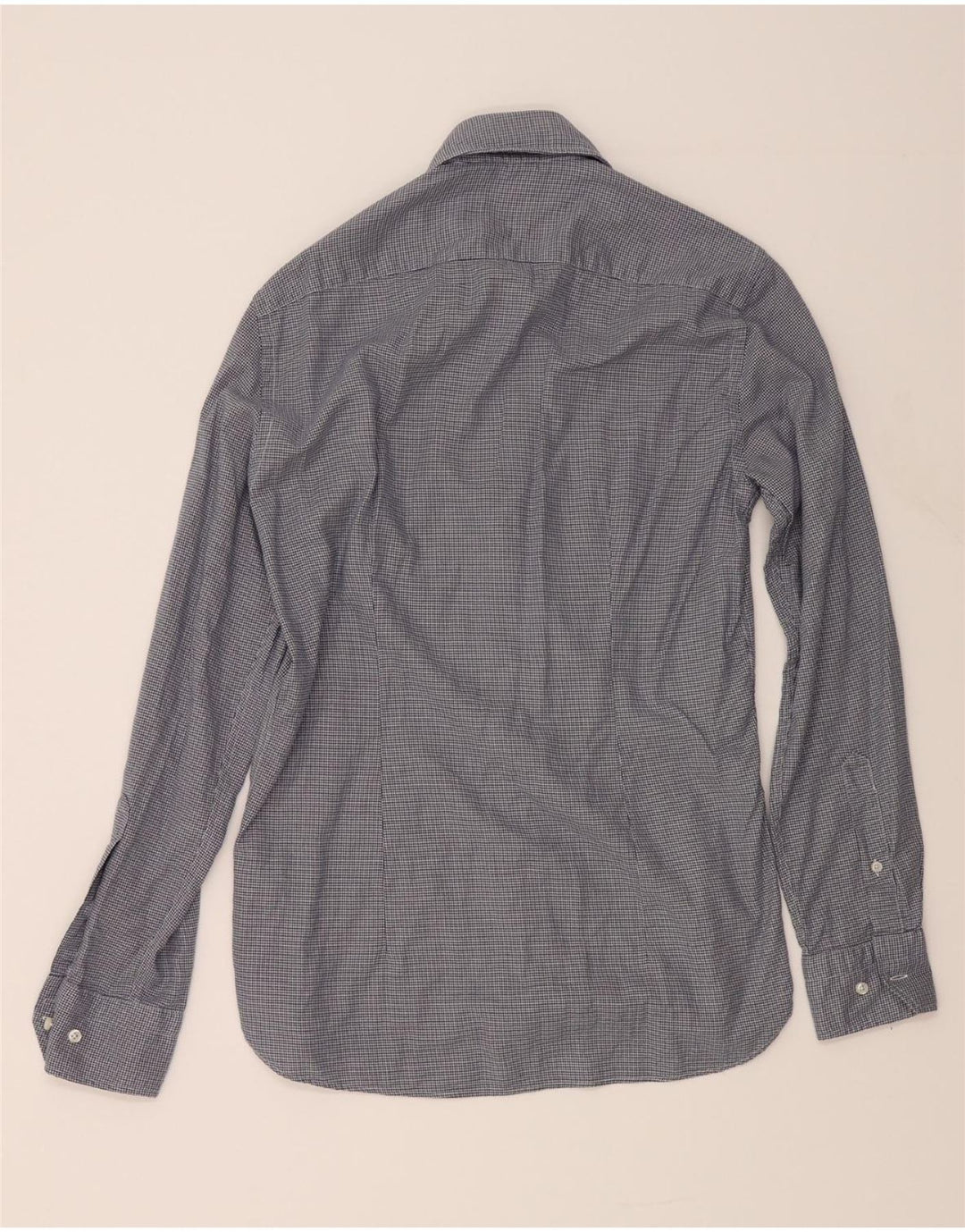 TOMMY HILFIGER Mens Tailored Shirt Size 38 15 Medium Navy Blue Houndstooth Vintage Tommy Hilfiger and Second-Hand Tommy Hilfiger from Messina Hembry 
