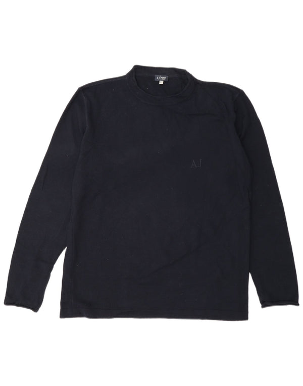 Armani Jeans Mens Crew Neck Jumper Sweater Large Navy Blue Wool