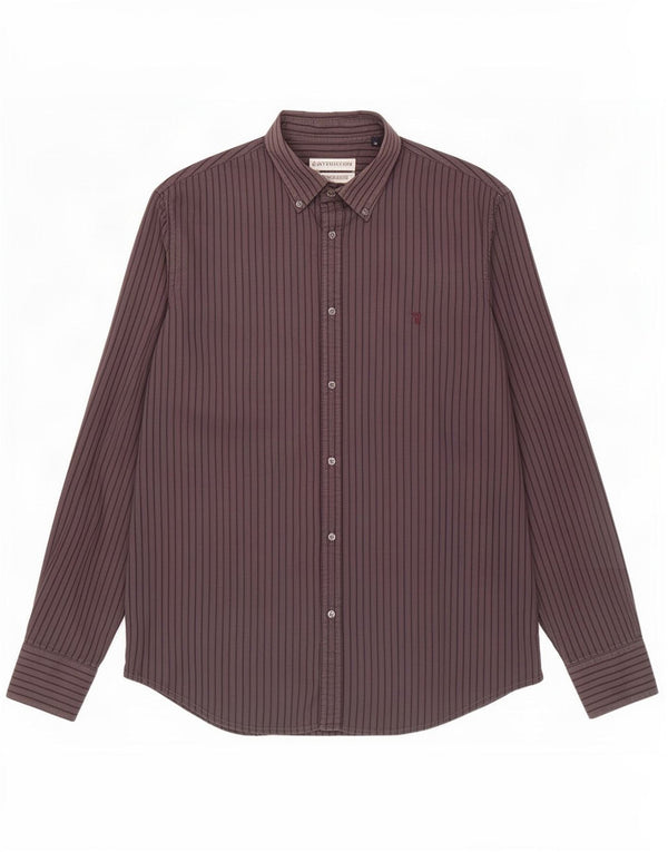 Trussardi Mens Shirt Size 42 Large Grey Striped Cotton Classic