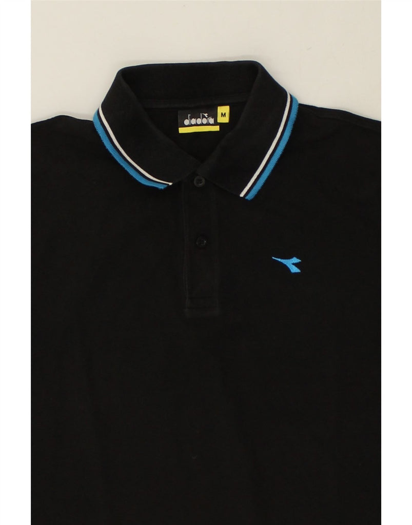 DIADORA Mens Polo Shirt Medium Black Cotton | Vintage Diadora | Thrift | Second-Hand Diadora | Used Clothing | Messina Hembry 