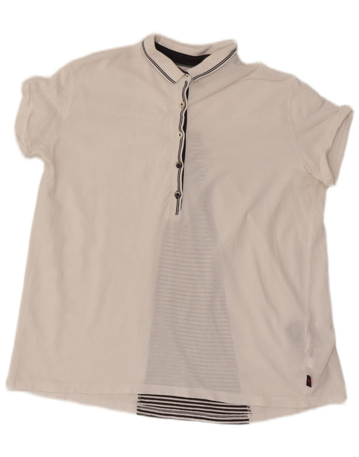 Kappa Womens Oversized Polo Shirt UK 10 Small White Striped Cotton