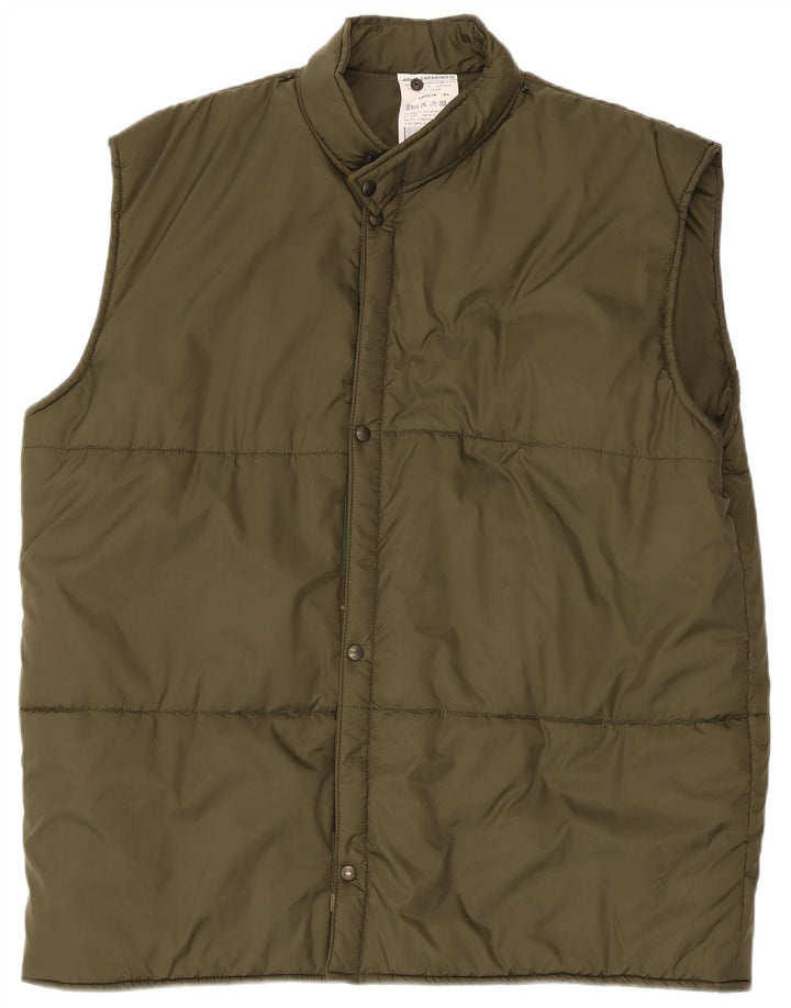 Vintage Mens Gilet UK 42 XL Khaki Polyamide