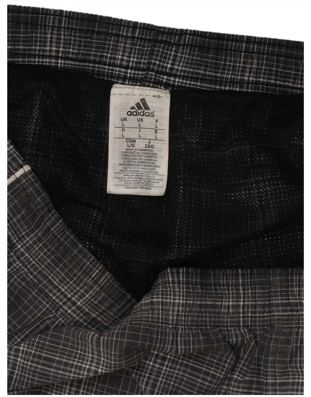 ADIDAS Mens Swimming Shorts Large Grey Check Polyester