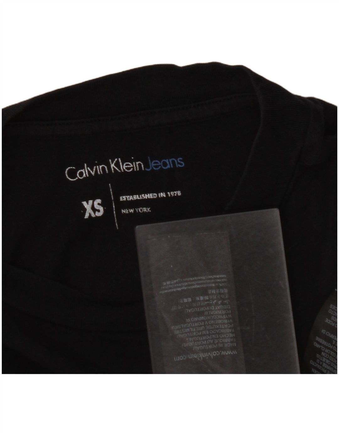 CALVIN KLEIN JEANS Womens Crop Graphic T-Shirt Top UK 6 XS Black Cotton