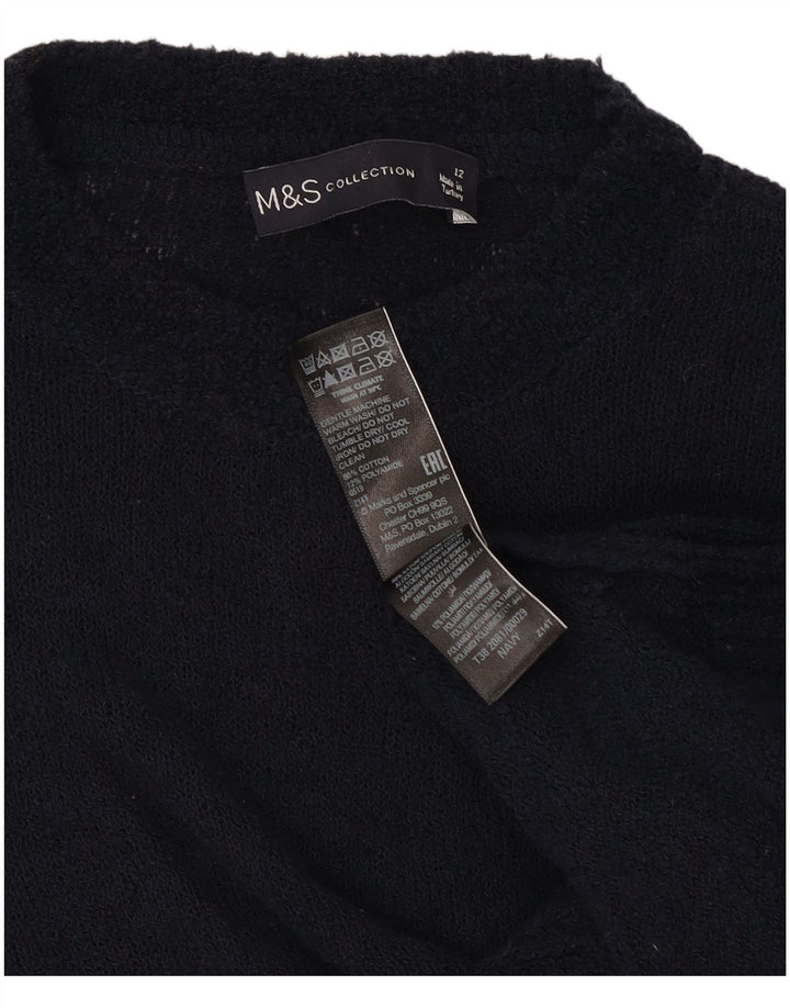 Marks & Spencer Womens Crew Neck Jumper Sweater UK 12 Medium Navy Blue