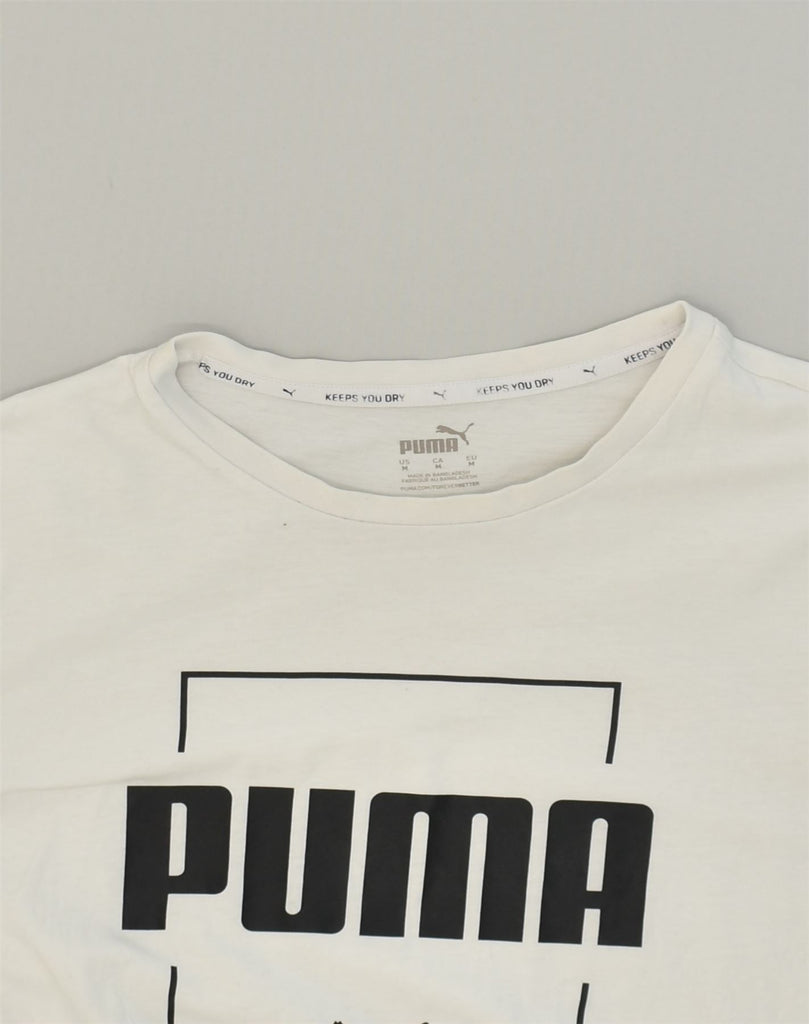 PUMA Mens Graphic T-Shirt Top Medium White Cotton | Vintage Puma | Thrift | Second-Hand Puma | Used Clothing | Messina Hembry 