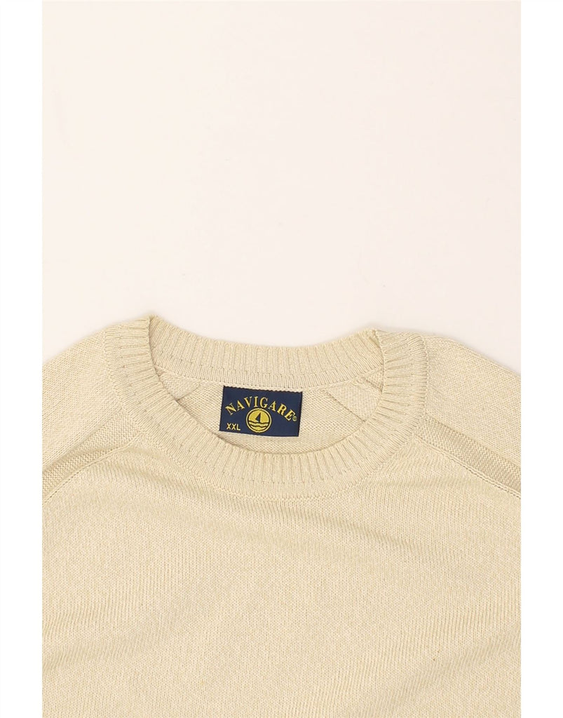 NAVIGARE Mens Crew Neck Jumper Sweater 2XL Beige Cotton | Vintage Navigare | Thrift | Second-Hand Navigare | Used Clothing | Messina Hembry 