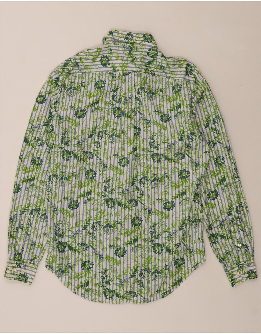 MASSIMO DUTTI Mens Shirt Size 40 Medium Green Floral Cotton