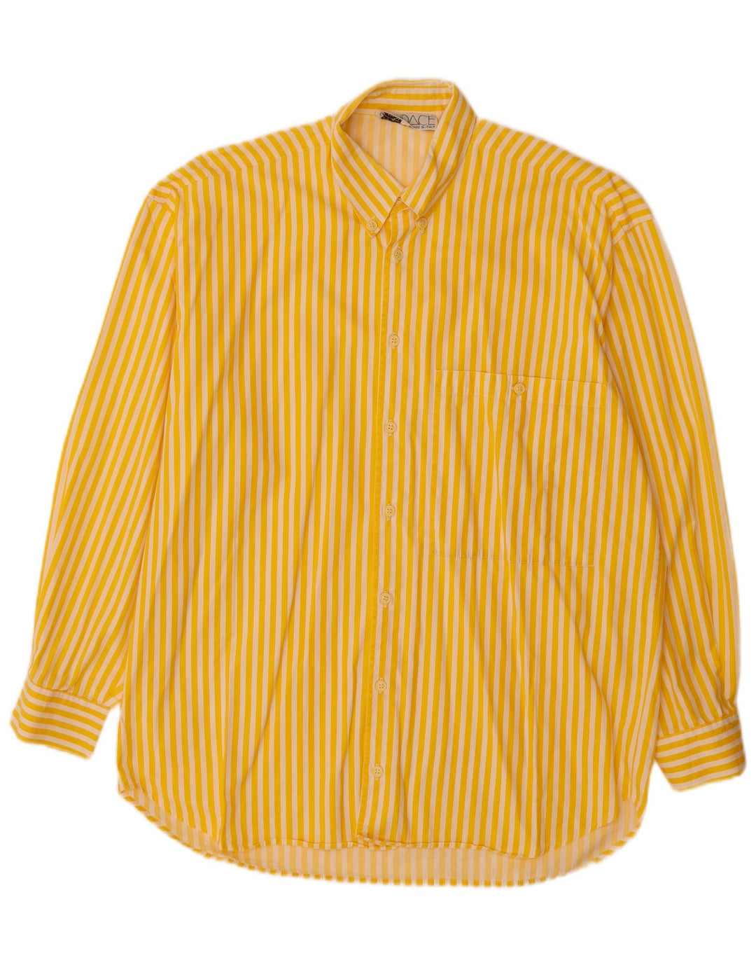 VINTAGE Mens Shirt IT 48 Medium Yellow Striped