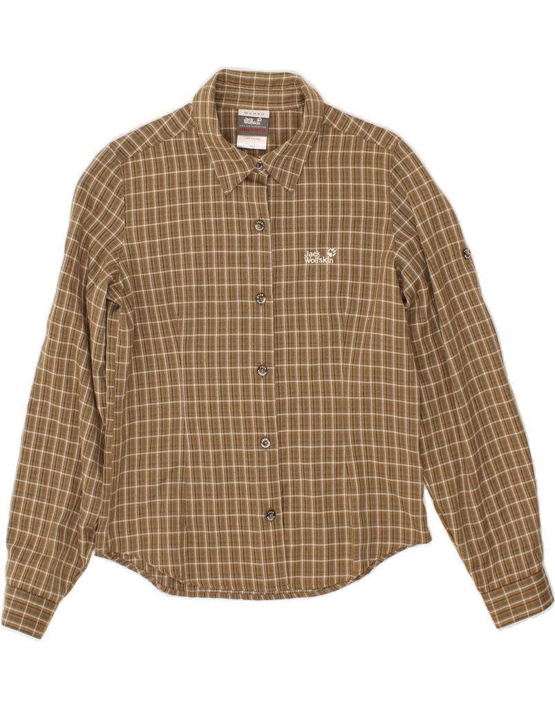 JACK WOLFSKIN Womens Shirt UK 8 Small  Brown Check Polyester | Vintage Jack Wolfskin | Thrift | Second-Hand Jack Wolfskin | Used Clothing | Messina Hembry 