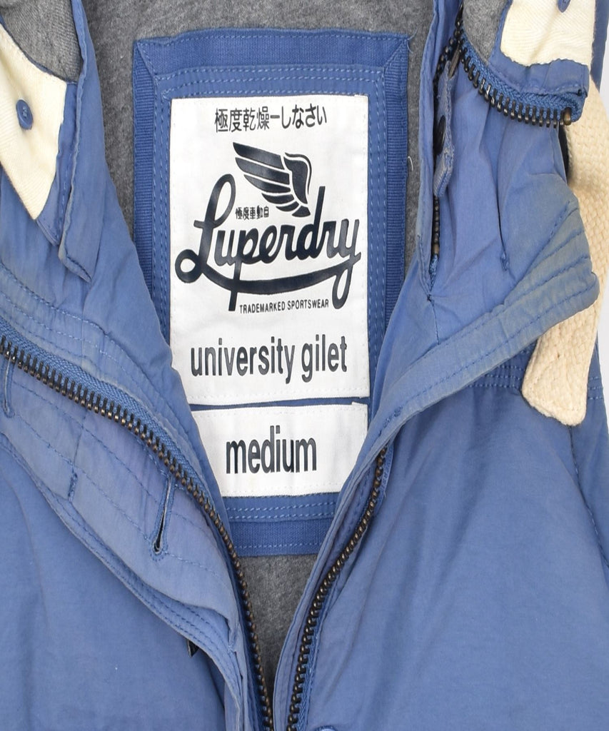 SUPERDRY Womens University Gilet Hooded Padded Gilet UK 12 Medium Blue | Vintage | Thrift | Second-Hand | Used Clothing | Messina Hembry 