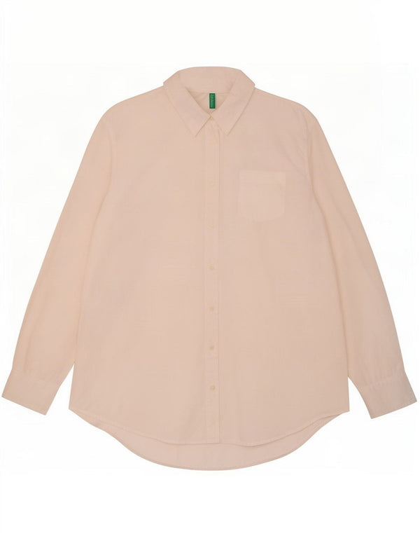 Benetton Womens Overshirt Shirt UK 14 Medium White Cotton