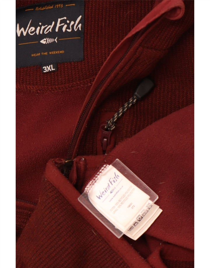 WEIRD FISH Mens Zip Hoodie Sweater 3XL Maroon Polyester