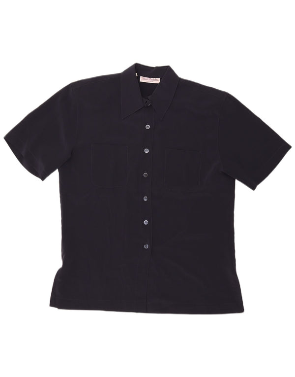 RENATO BALESTRA Womens Short Sleeve Shirt Blouse IT 44 Medium Navy Blue