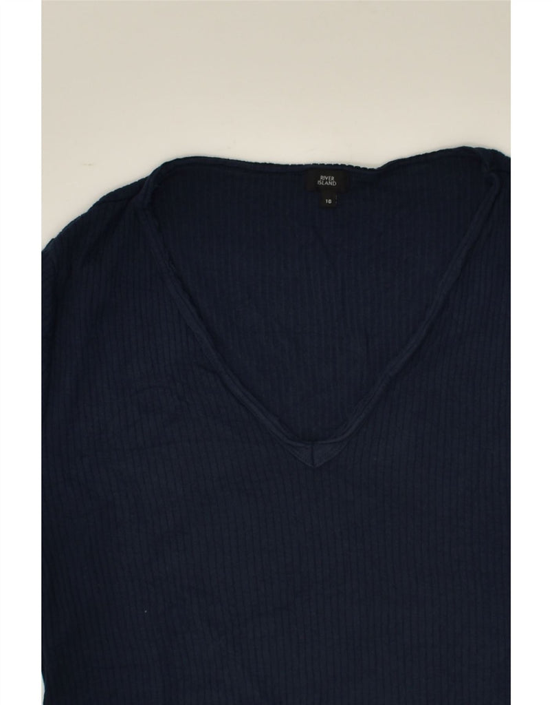 RIVER ISLAND Womens T-Shirt Top UK 16 Large Navy Blue Cotton | Vintage River Island | Thrift | Second-Hand River Island | Used Clothing | Messina Hembry 
