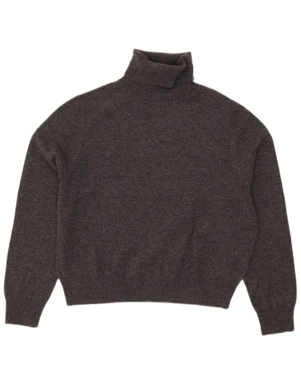 Massimo Dutti Womens Crop Roll Neck Jumper Sweater UK 10 Small Grey
