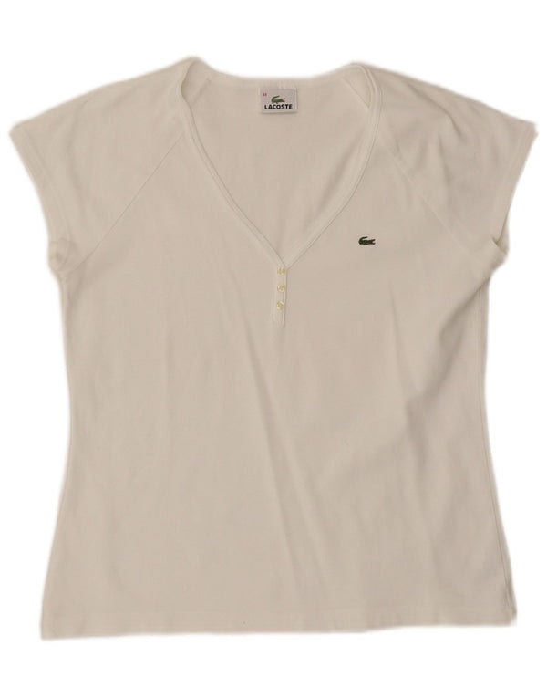 Lacoste Womens T-Shirt Top Size 44 Large White Cotton