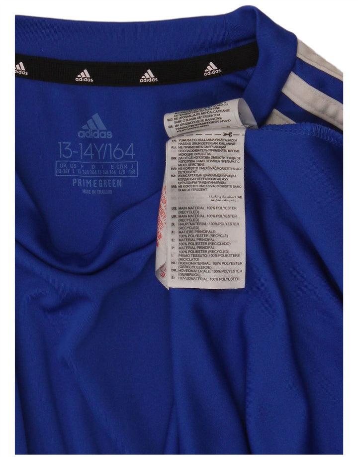 ADIDAS Boys Aeroready T-Shirt Top 13-14 Years Blue Polyester
