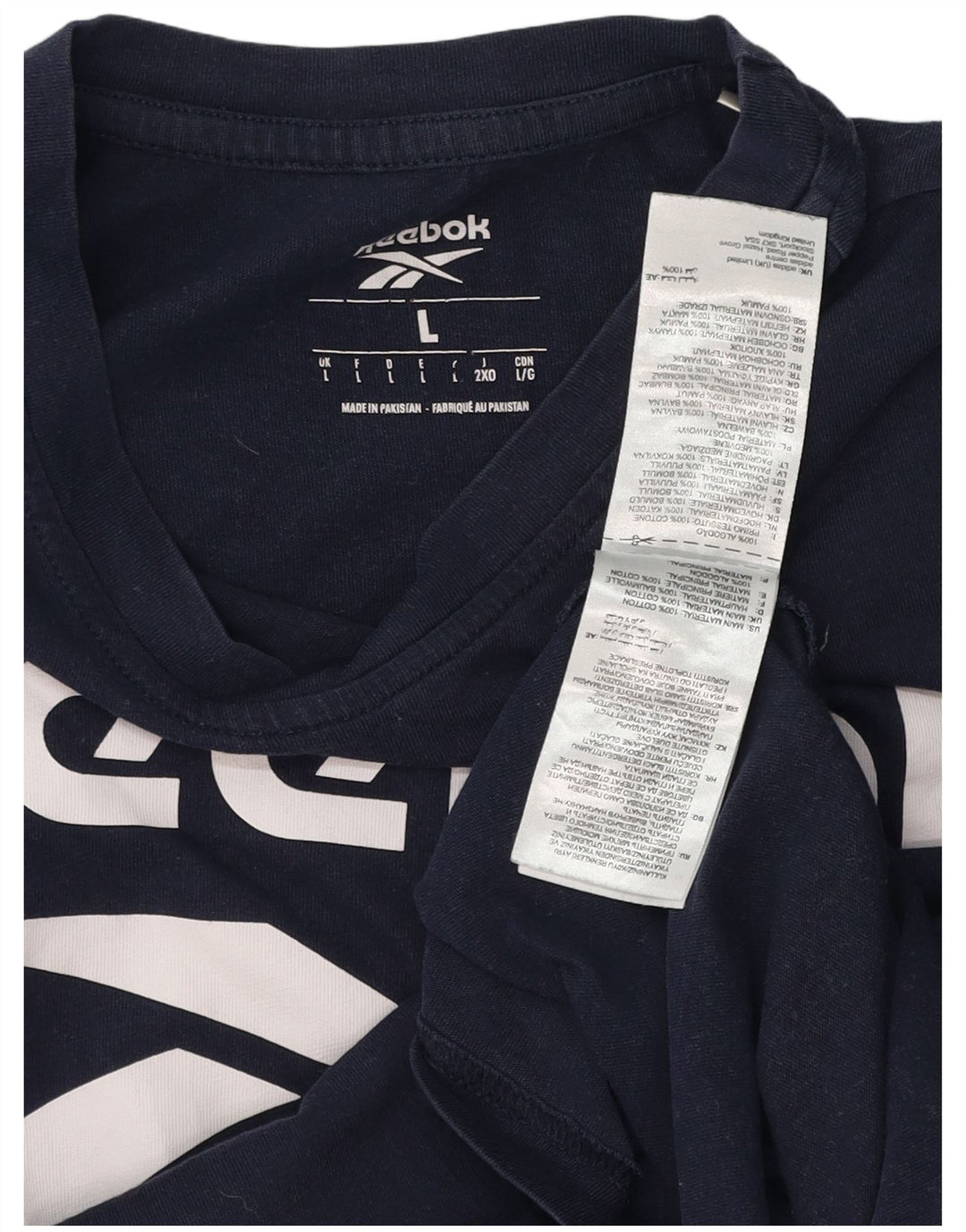 Reebok Mens Graphic T-Shirt Top Large Navy Blue Cotton