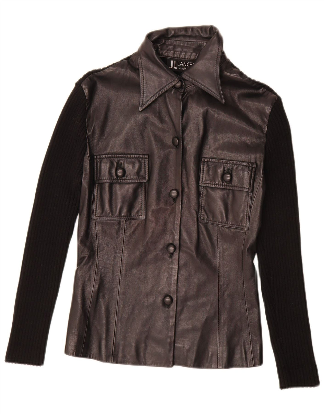 Lancetti Womens Leather Jacket IT 42 Medium Black Leather