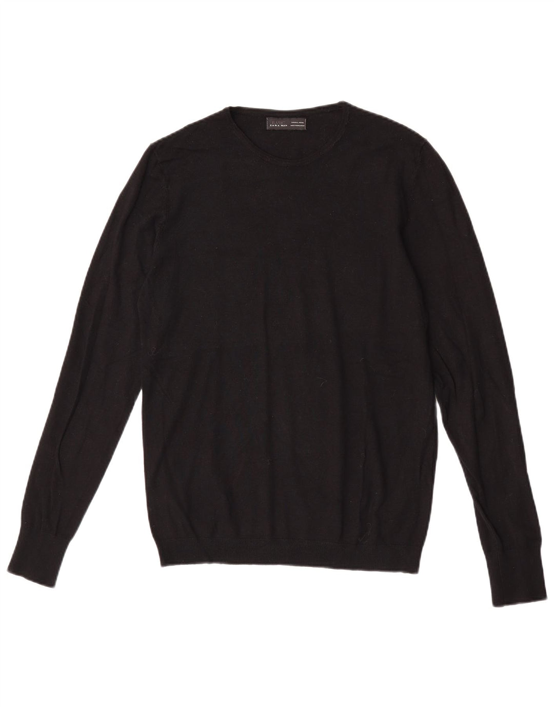 Zara Mens Crew Neck Jumper Sweater Large Black