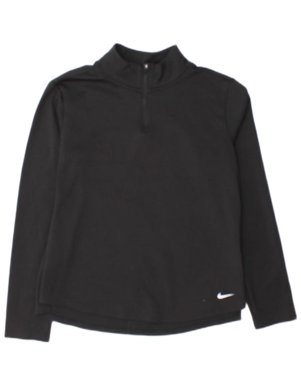 Nike Womens Therma-Fit Zip Neck Top Long Sleeve UK 14 Medium Black