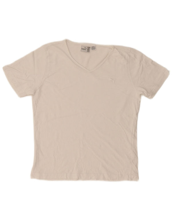 Puma Womens T-Shirt Top UK 14 Medium White Cotton