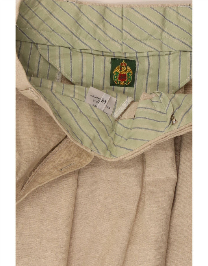 VINTAGE Mens Pegged Suit Trousers IT 46 Small W32 L31 Beige Linen