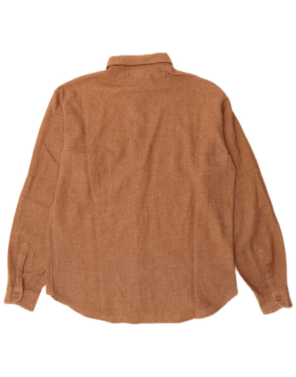 Vintage Mens Shirt Size 39 Medium Brown Polyester