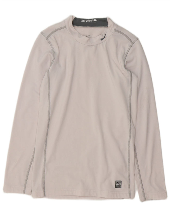 Nike Boys Dri Fit Top Long Sleeve 13-14 Years XL White Polyester