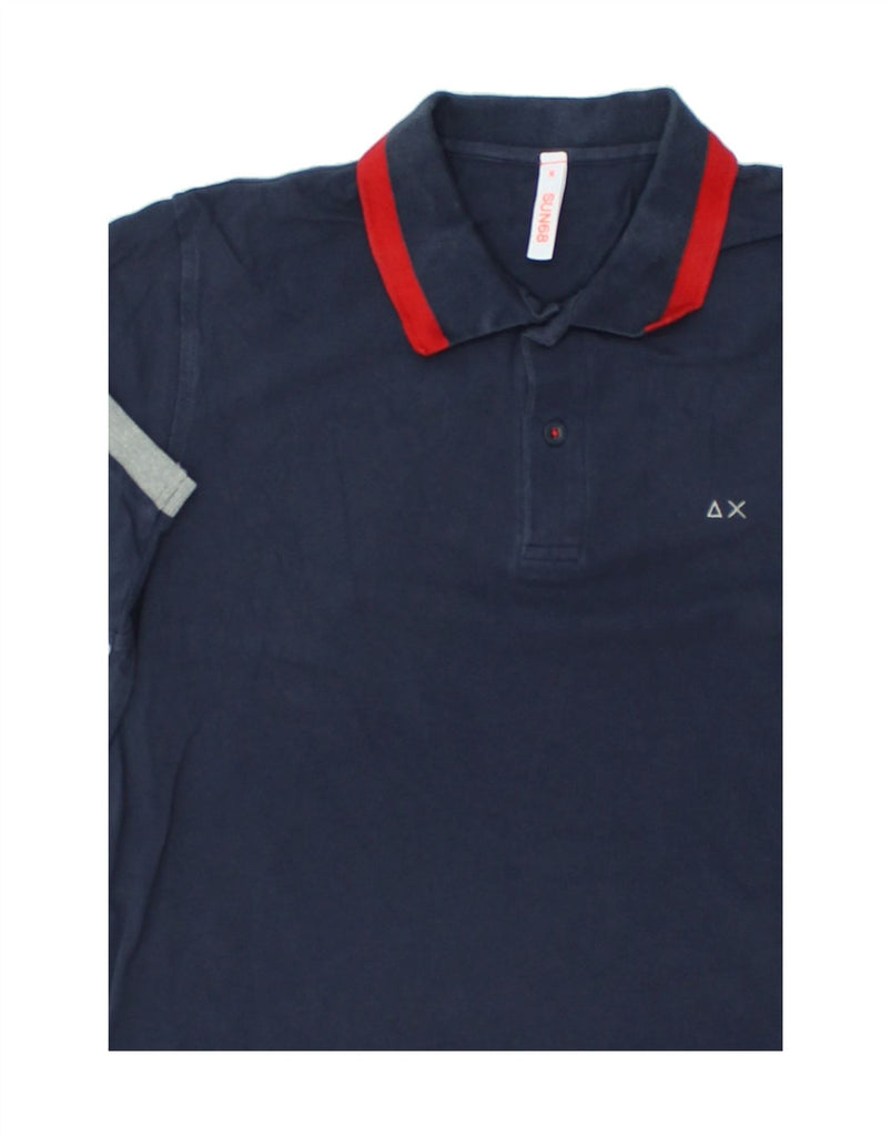 SUN68 Mens Polo Shirt Medium Navy Blue Cotton | Vintage Sun68 | Thrift | Second-Hand Sun68 | Used Clothing | Messina Hembry 