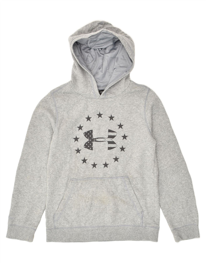 UNDER ARMOUR Boys Graphic Hoodie Jumper 11-12 Years Large Grey Cotton | Vintage Under Armour | Thrift | Second-Hand Under Armour | Used Clothing | Messina Hembry 