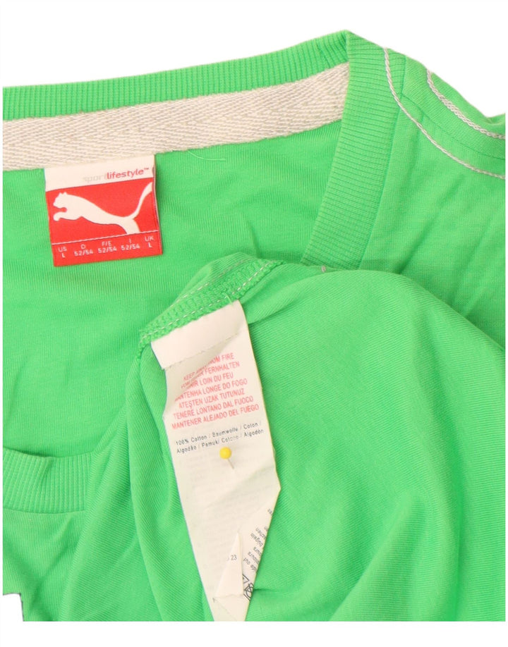 Puma Mens Graphic T-Shirt Top Large Green Cotton