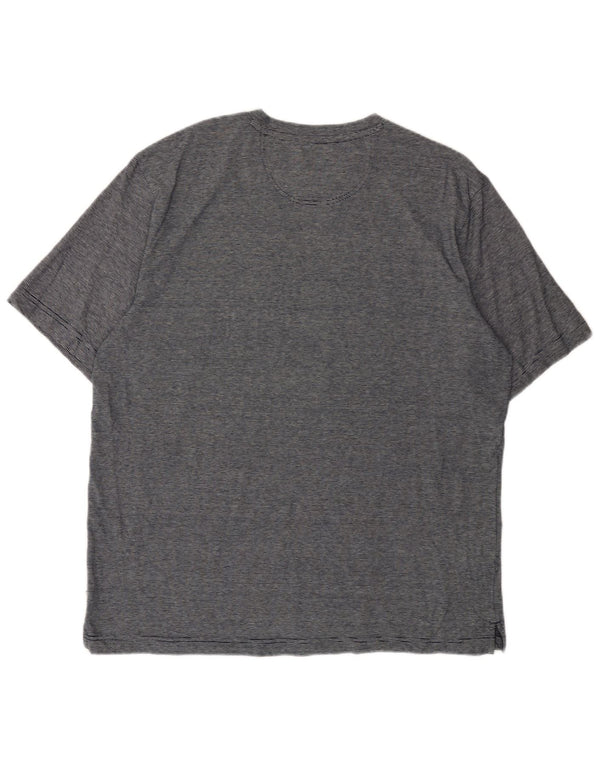 Tommy Bahama Mens T-Shirt Top Large Navy Blue Pinstripe Cotton