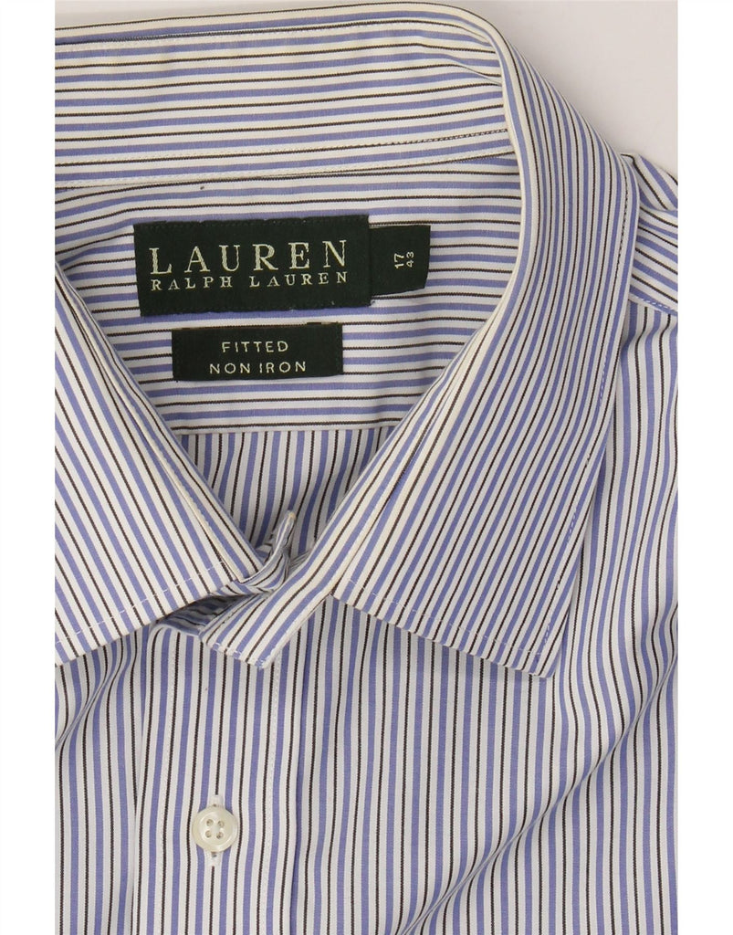 RALPH LAUREN Mens Fitted Shirt Size 17 43 XL Blue Pinstripe Cotton Vintage Ralph Lauren and Second-Hand Ralph Lauren from Messina Hembry 
