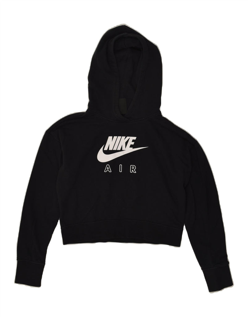 NIKE Girls Crop Standard Fit Hoodie Jumper 13-14 Years XL  Black Polyester | Vintage Nike | Thrift | Second-Hand Nike | Used Clothing | Messina Hembry 