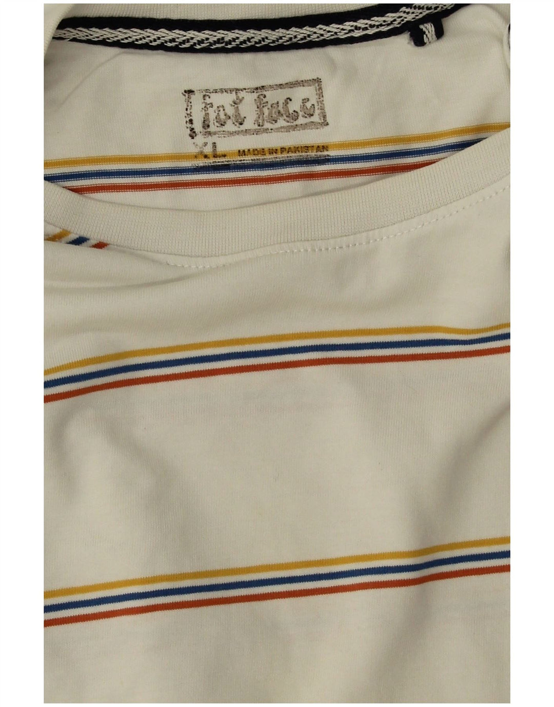 Fat Face Mens T-Shirt Top XL White Striped Cotton
