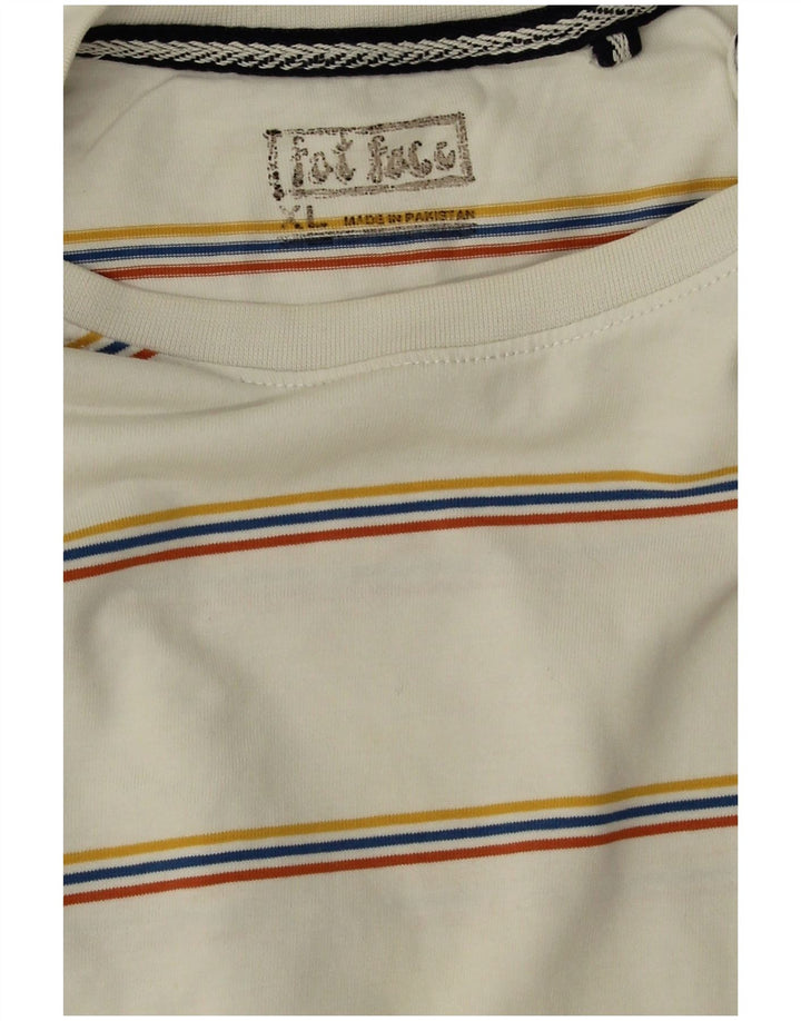 Fat Face Mens T-Shirt Top XL White Striped Cotton