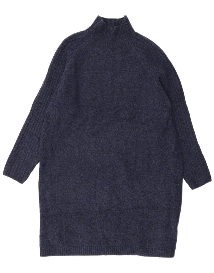Zara Womens Jumper Dress UK 14 Medium Navy Blue Acrylic