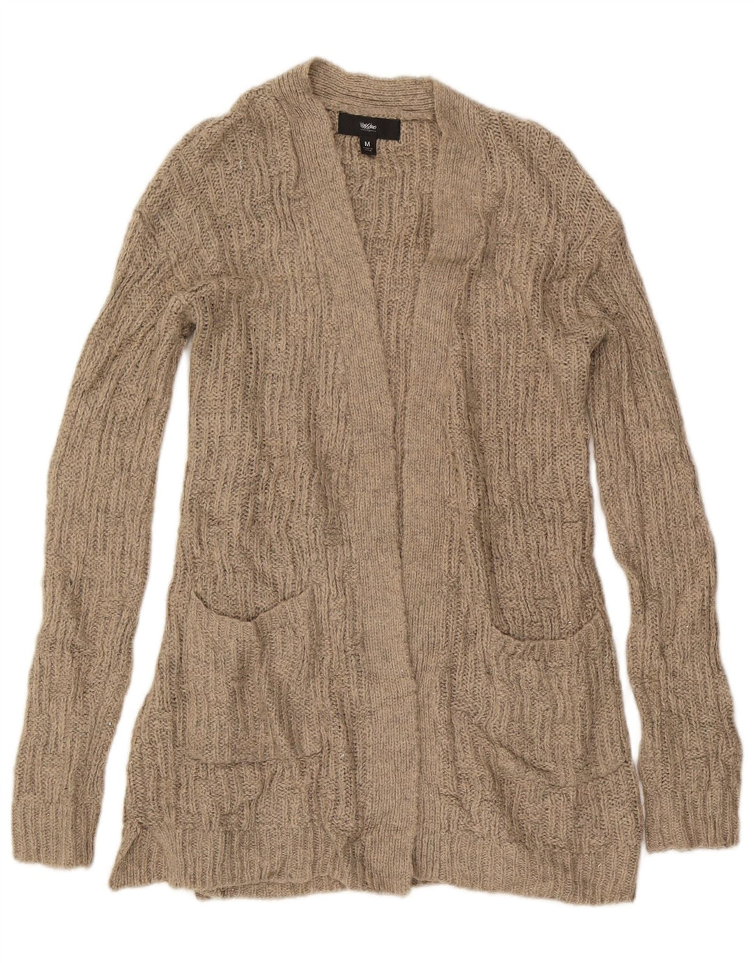 MOSSIMO Womens Longline Open Cardigan Sweater UK 14 Medium Beige Acrylic