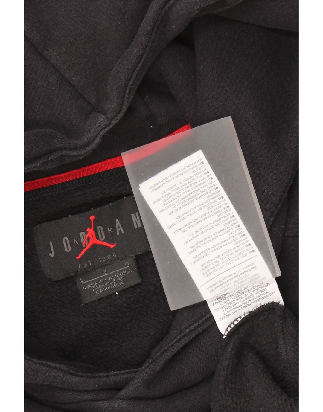 JORDAN Mens Graphic Hoodie Jumper Large Black Cotton