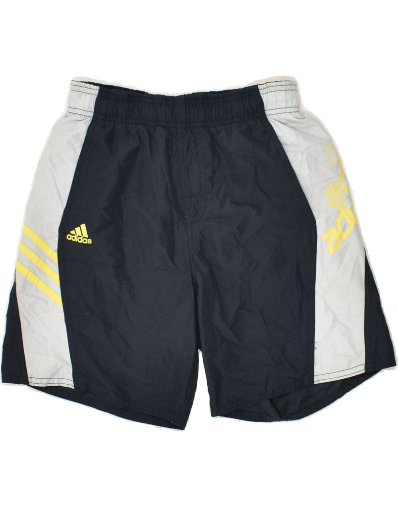 ADIDAS Boys Sport Shorts 11-12 Years Navy Blue Colourblock Polyester | Vintage Adidas | Thrift | Second-Hand Adidas | Used Clothing | Messina Hembry 