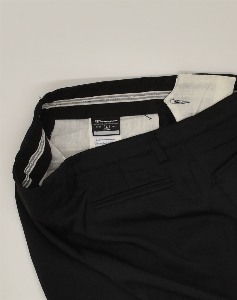 CHAMPION Mens Slim Casual Trousers Large W34 L29  Black Polyester | Vintage Champion | Thrift | Second-Hand Champion | Used Clothing | Messina Hembry 