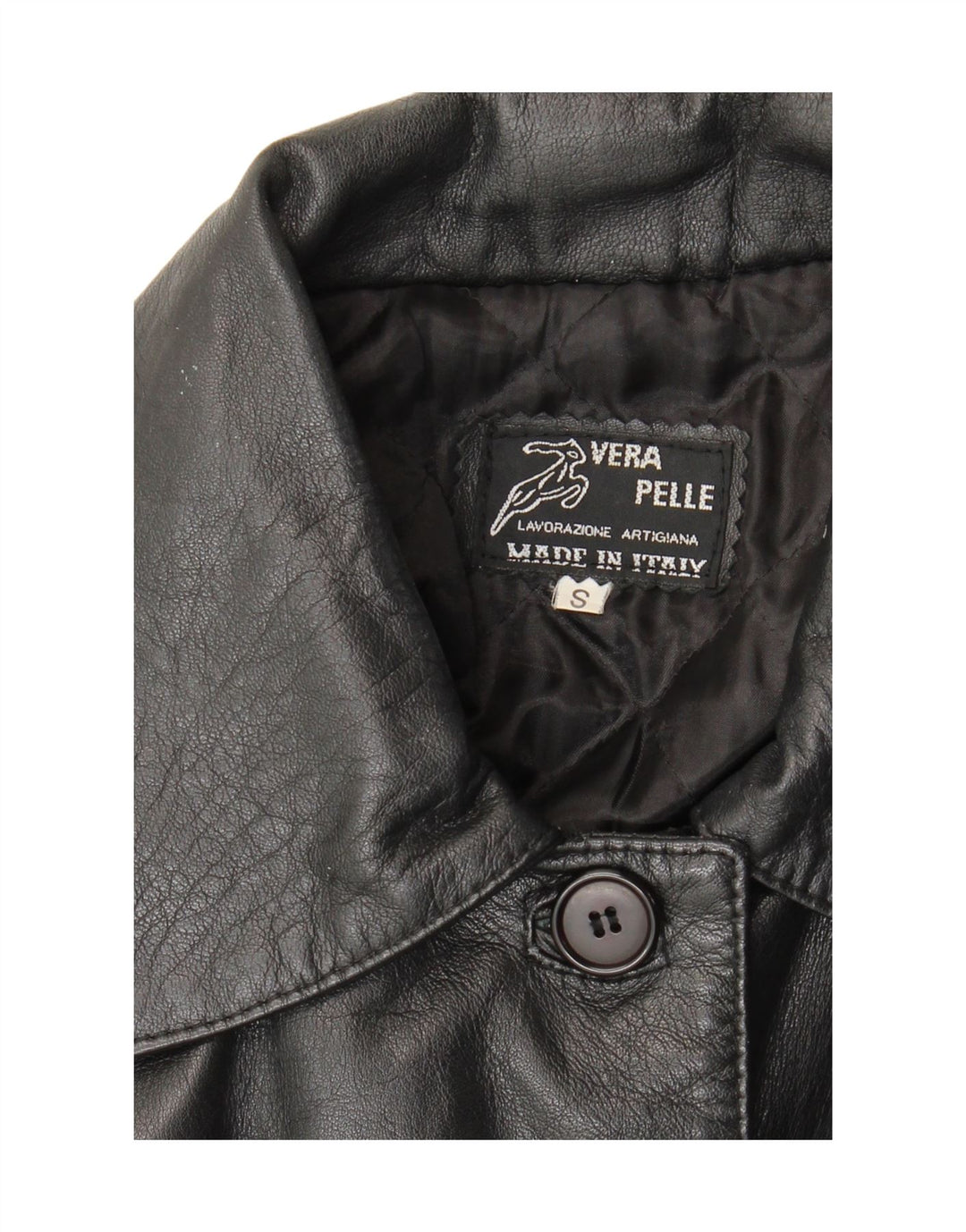 Vintage Womens Oversized Leather Coat UK 10 Small Black Leather
