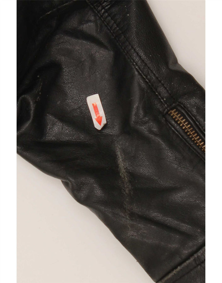 Only & Sons Mens Leather Biker Jacket UK 40 Large Black