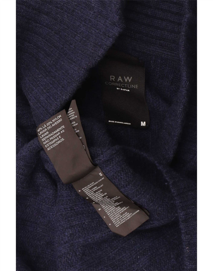G-Star Mens Shawl Neck Jumper Sweater Medium Navy Blue Wool