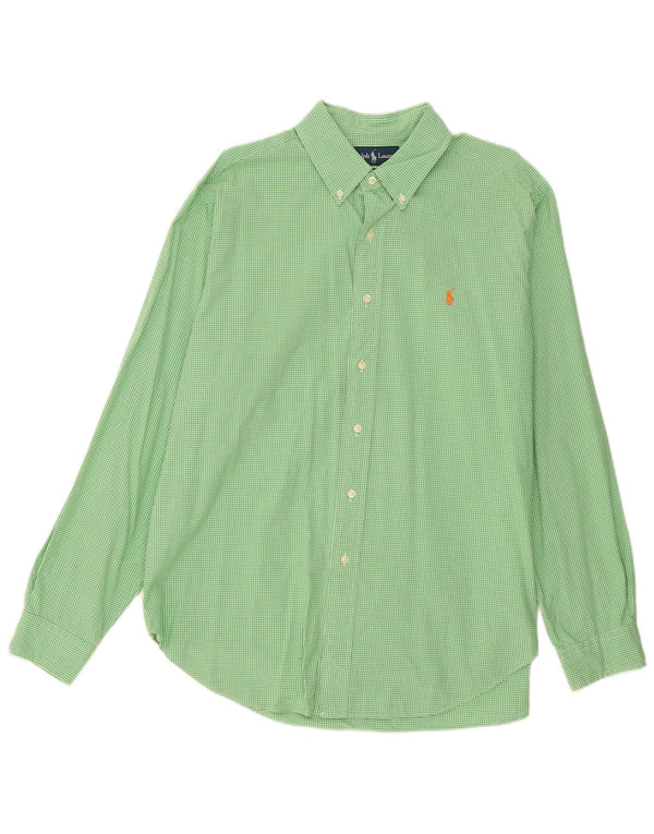 Ralph Lauren Mens Classic Fit Shirt XL Green Gingham Cotton