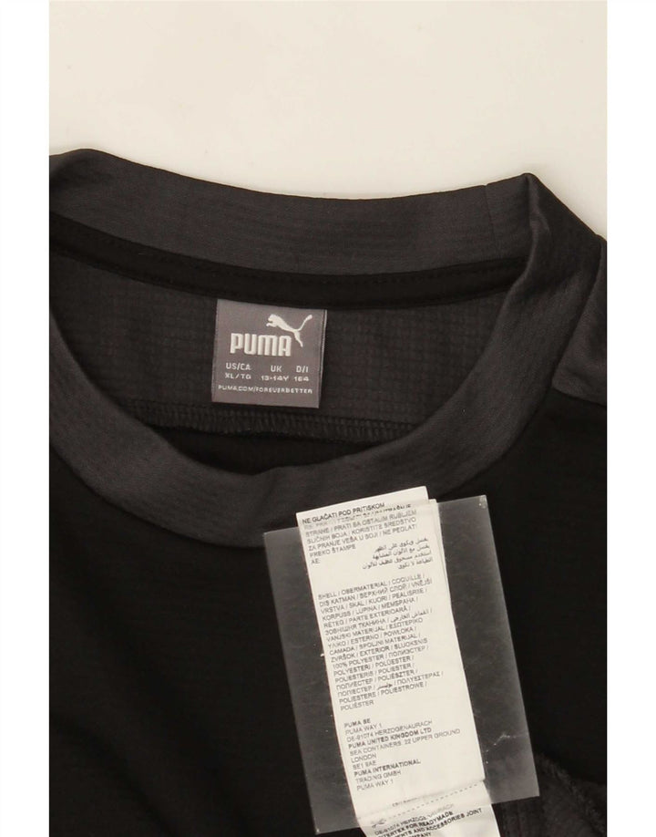Puma Boys Top Long Sleeve 13-14 Years Black Colourblock Polyester